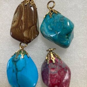 Vintage Elegant Multicolor Stone Pendants Set Turquoise